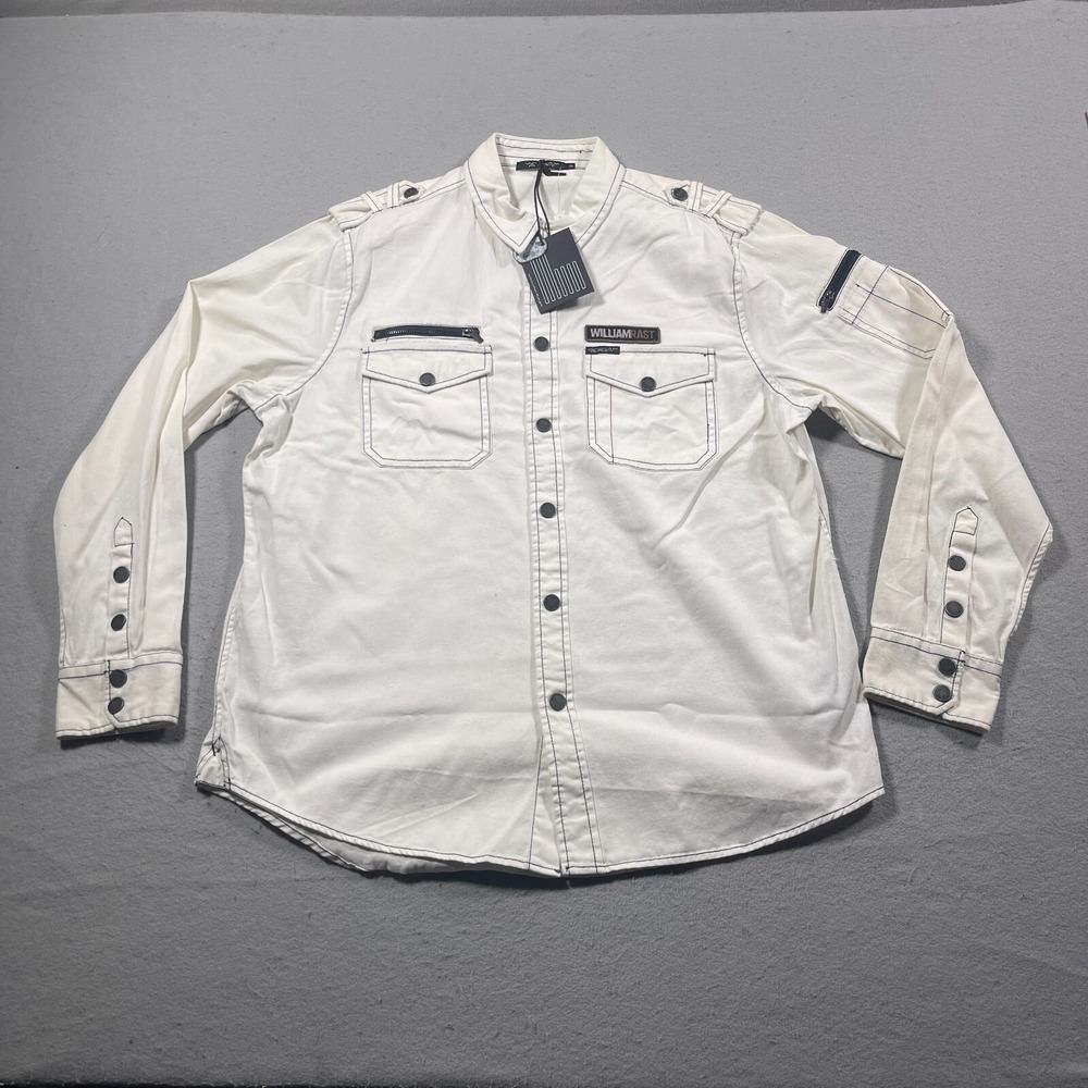 William Rast‎ Shirt Men's XXL Snap Button Up Offwhite Long Sleeve Casual NWT